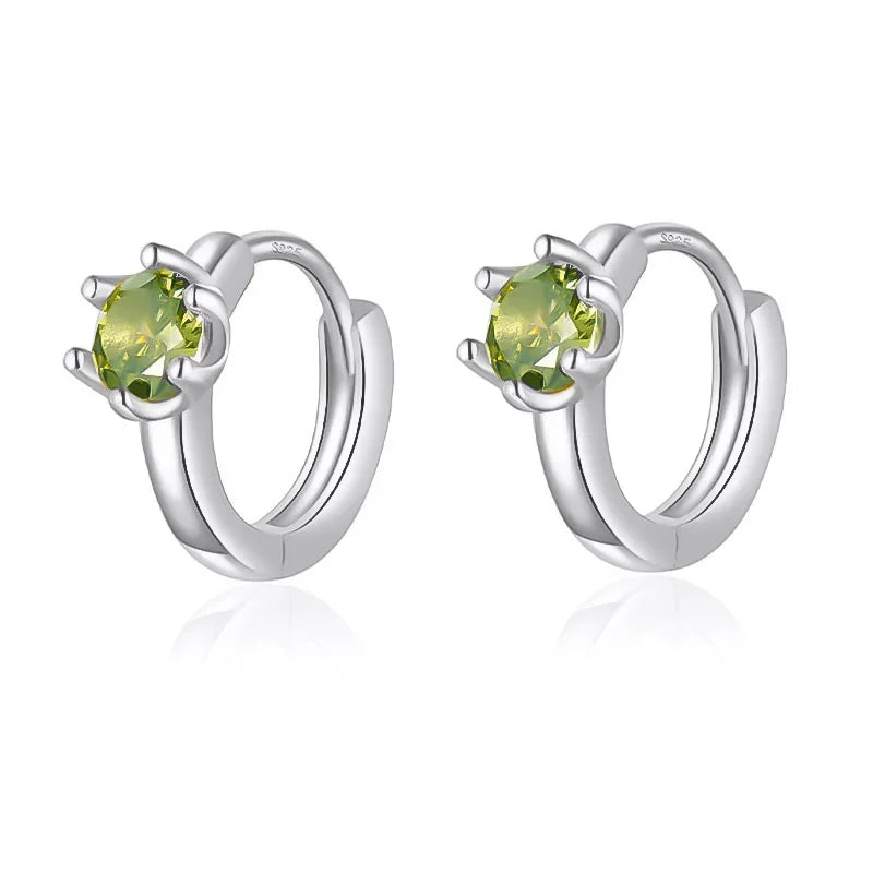 Arracadas Redondas con Zirconia Blanca o Verde