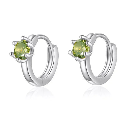 Arracadas Redondas con Zirconia Blanca o Verde