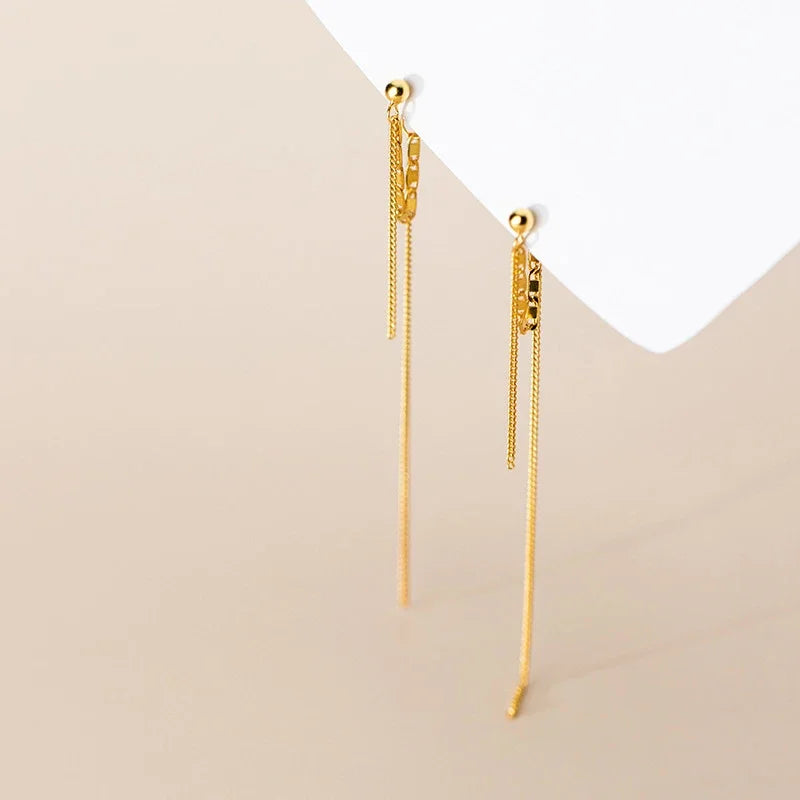 Aretes Largos Doble Cadena