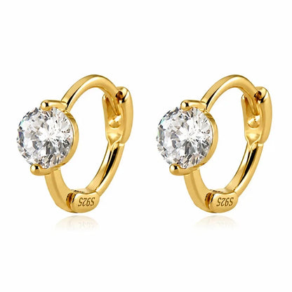 Aretes Redondos Sencillos con Zirconia