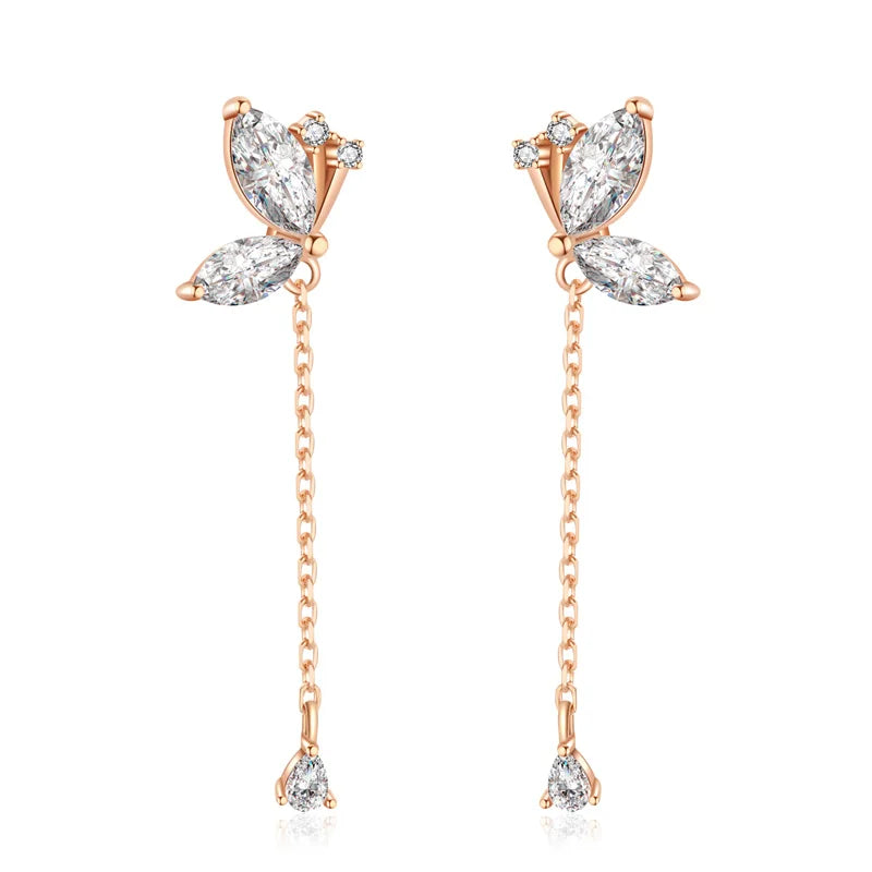 Aretes Mariposa con Cadena Colgante