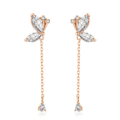 Aretes Mariposa con Cadena Colgante