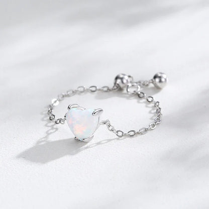 Anillo Corazón de Ópalo Ajustable