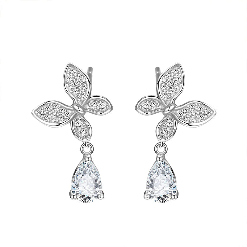 Aretes Colgantes Mariposa con Zirconias