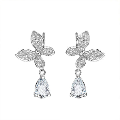 Aretes Colgantes Mariposa con Zirconias