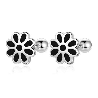 Aretes Flor Esmaltada con Cierre de Rosca