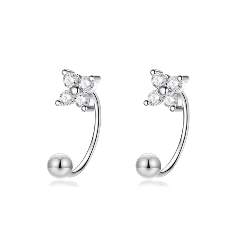 Aretes Bolita Flor o Moño con Zirconia