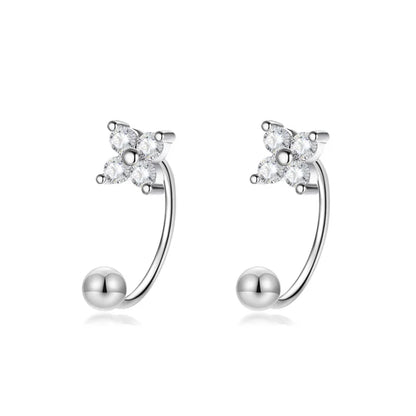 Aretes Bolita Flor o Moño con Zirconia