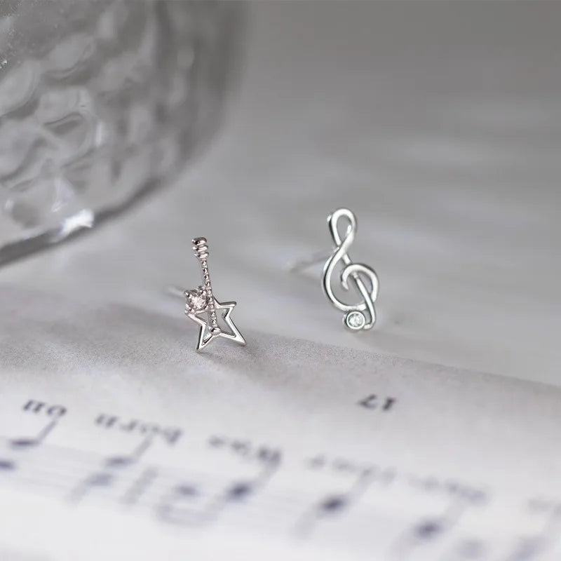 Aretes Asimétricos Nota Musical y Violín