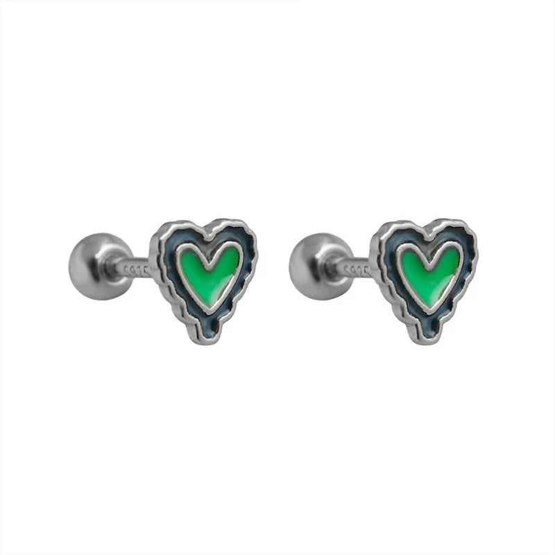 Aretes Corazón Esmaltado con Rosca