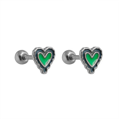 Aretes Corazón Esmaltado con Rosca