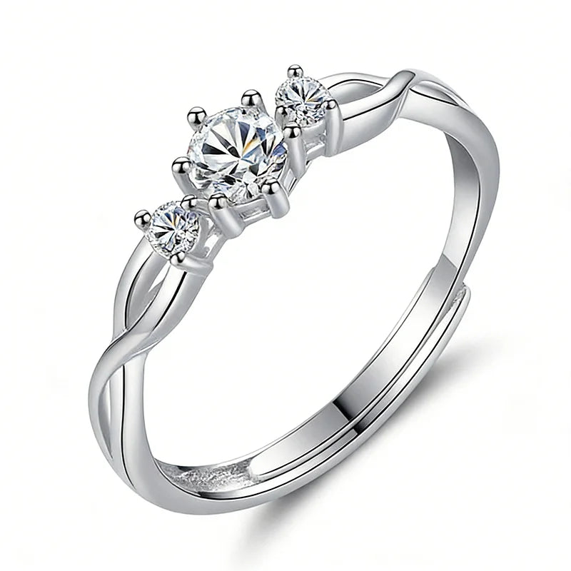 Anillo Ajustable para Pareja con Zirconias