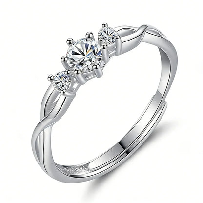 Anillo Ajustable para Pareja con Zirconias