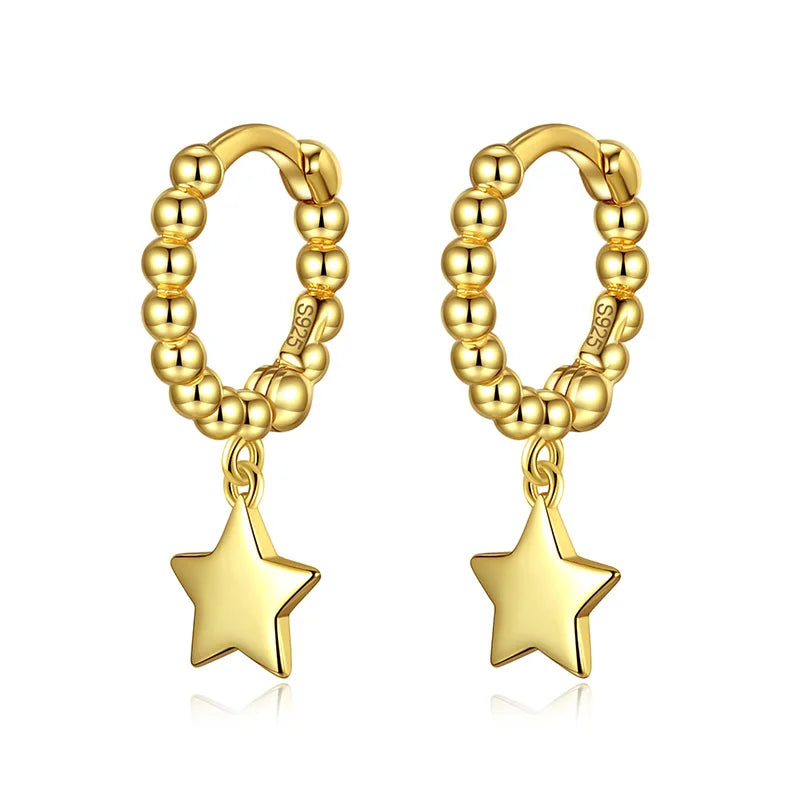 Arracadas con Bolita y Estrella Colgante