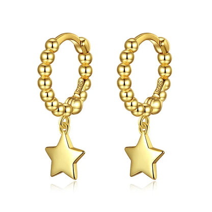 Arracadas con Bolita y Estrella Colgante
