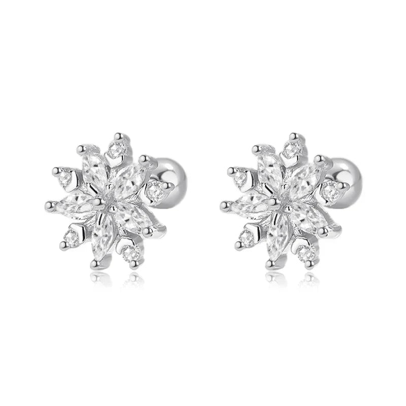 Aretes Copo de Nieve con Cierre de Rosca