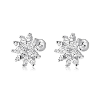 Aretes Copo de Nieve con Cierre de Rosca