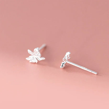Aretes Flor de Botón Plateados
