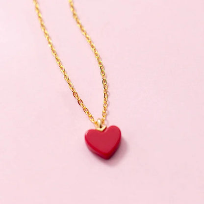Collar Corazón de Piedra Roja
