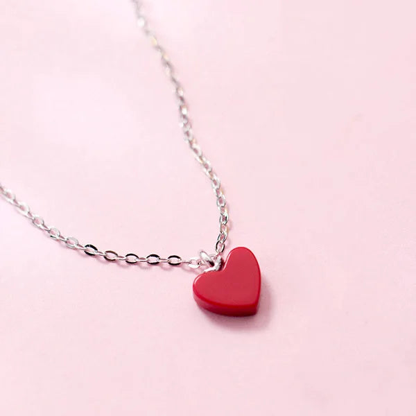 Collar Corazón de Piedra Roja