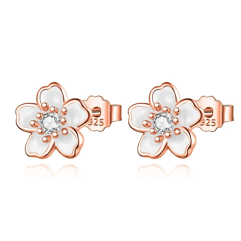 Aretes Flores en Blanco, Rosa o Negro