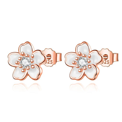 Aretes Flores en Blanco, Rosa o Negro