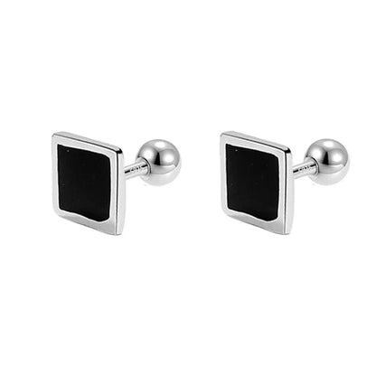 Aretes Geométricos con Esmalte Negro