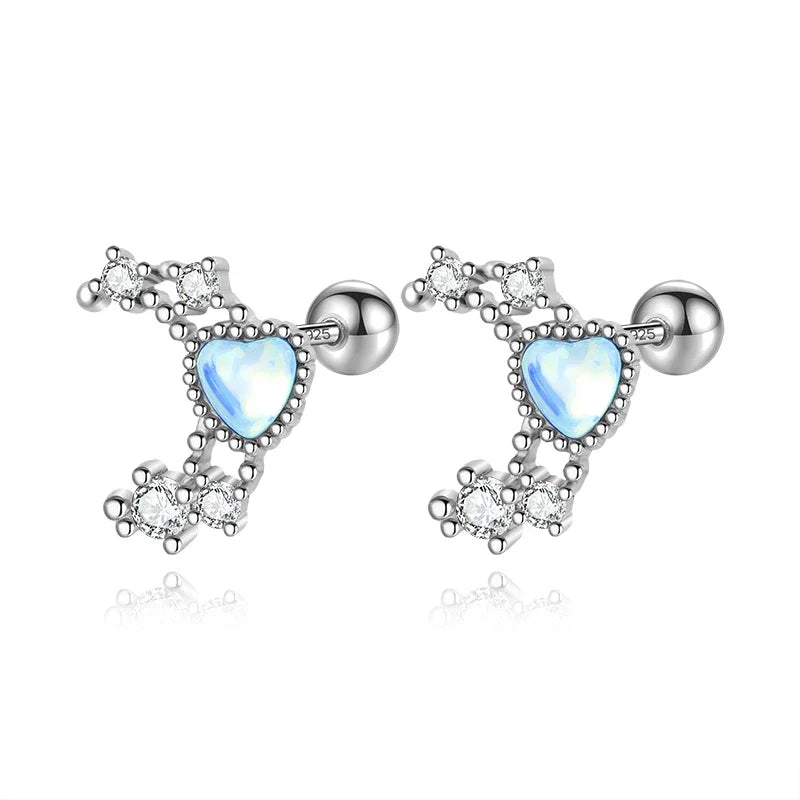 Aretes Luna y Corazón Brillantes