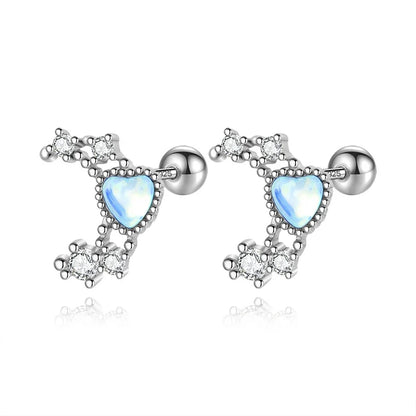 Aretes Luna y Corazón Brillantes