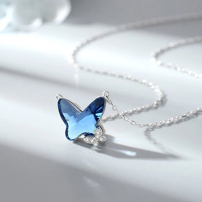 Collar Mariposa de Cristal Azul