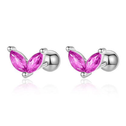 Aretes Zirconia de Color en Cuatro Formas con Rosca