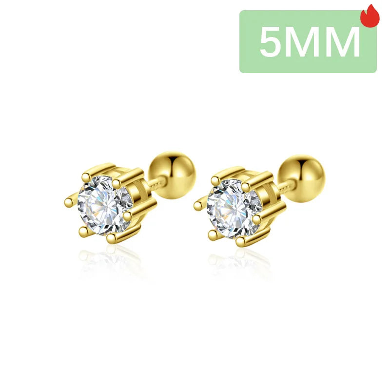 Aretes Zirconia de Seis Garras Dorados o Plateados