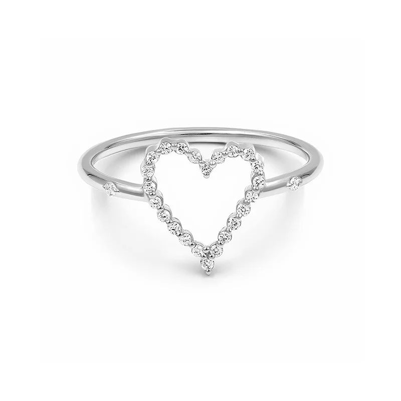 Anillo Corazón Calado con Zirconias