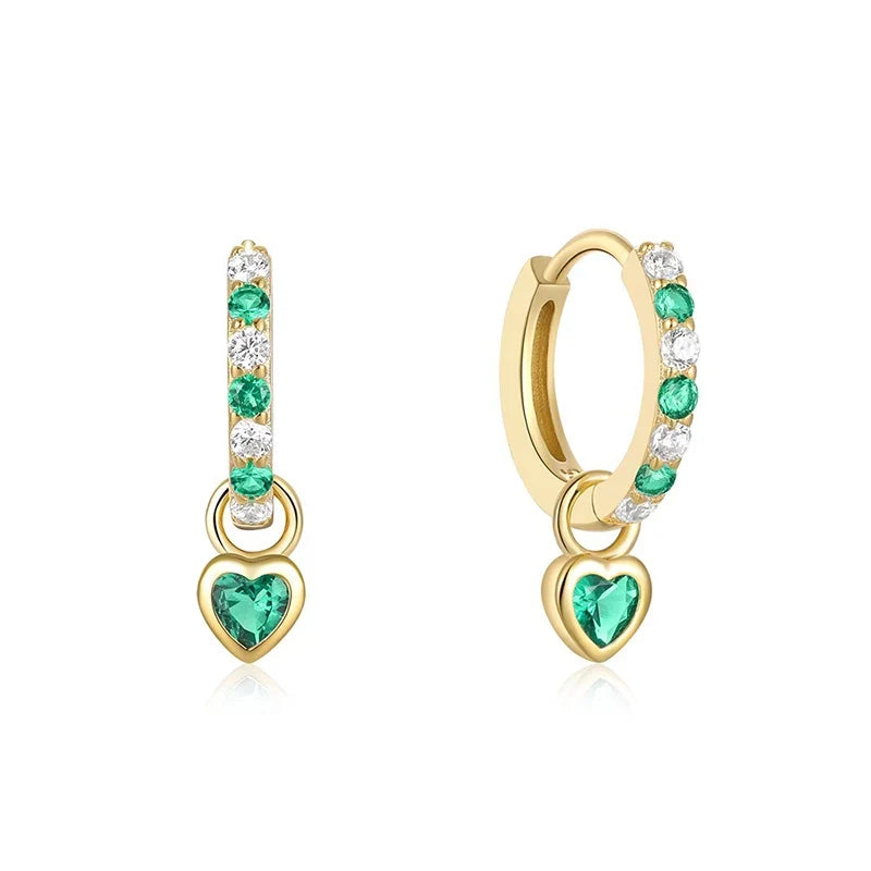 Arracadas Corazón de Color con Zirconia