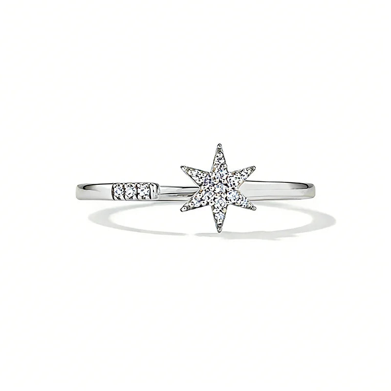 Anillo Abierto Estrella con Zirconias