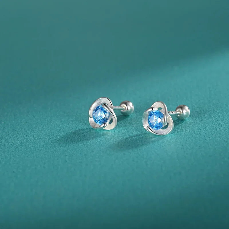Aretes Triángulo con Zirconia Azul