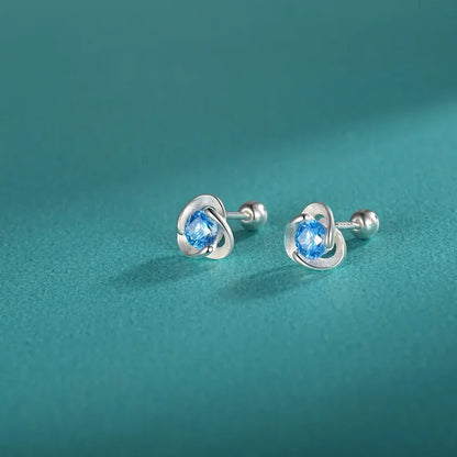 Aretes Triángulo con Zirconia Azul
