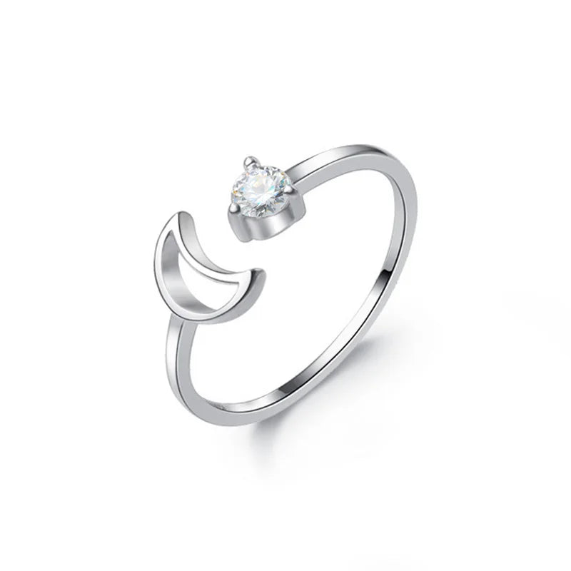 Anillo Abierto Luna con Zirconias