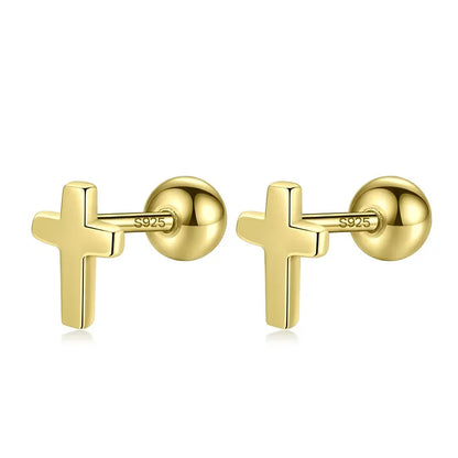Aretes Mini Cruz con Cierre de Rosca