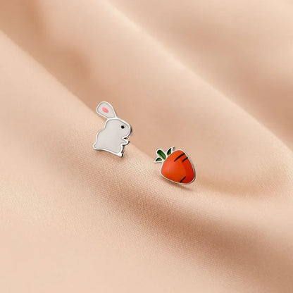 Aretes Conejito y Zanahoria Esmaltados