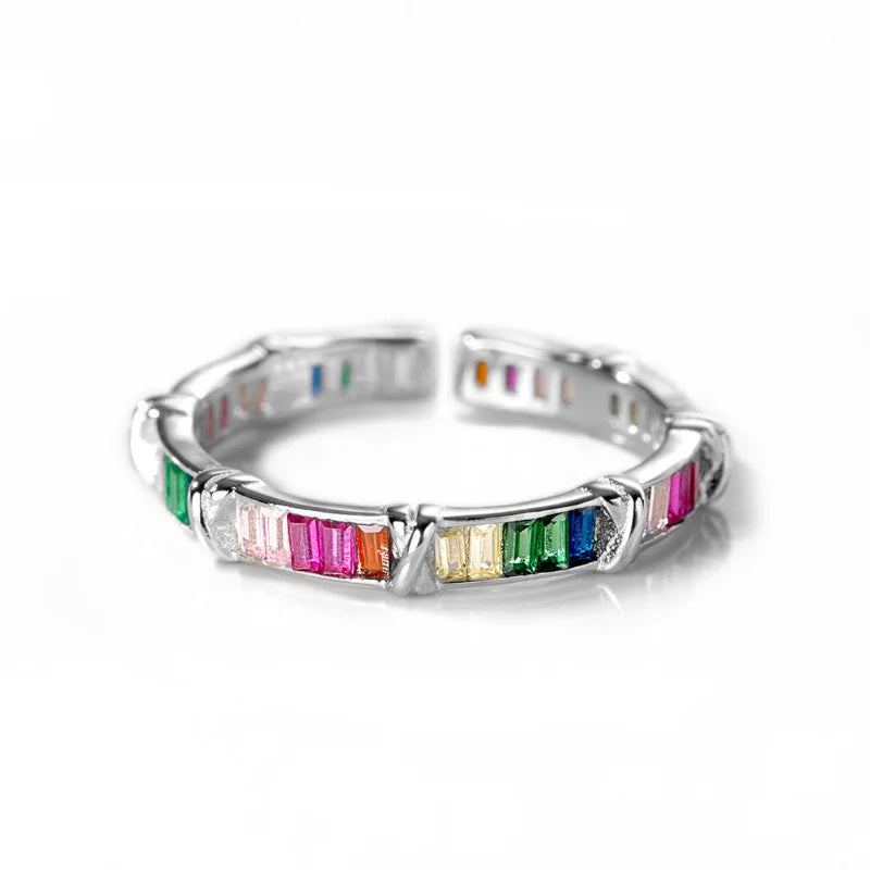 Anillo Abierto con Zirconias de Color