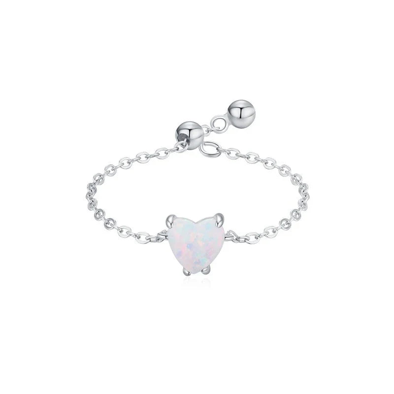 Anillo Corazón de Ópalo Ajustable