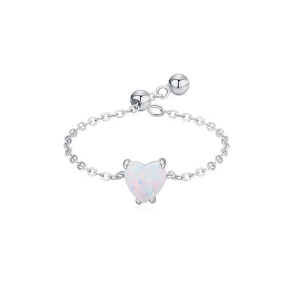 Anillo Corazón de Ópalo Ajustable
