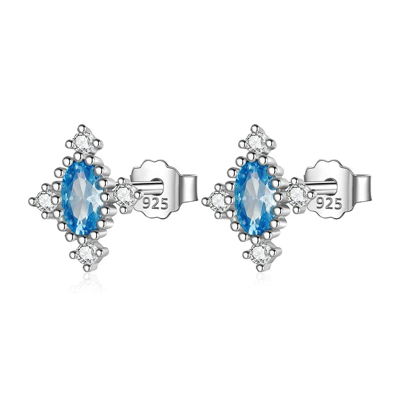 Aretes Geométricos con Zirconia de Color