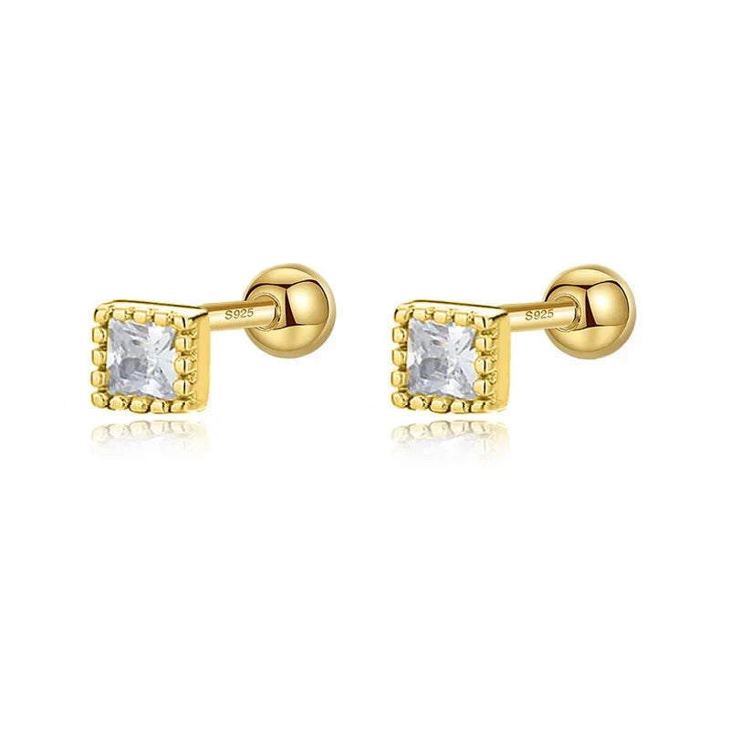 Aretes Zirconia de Color en Cuatro Formas con Rosca