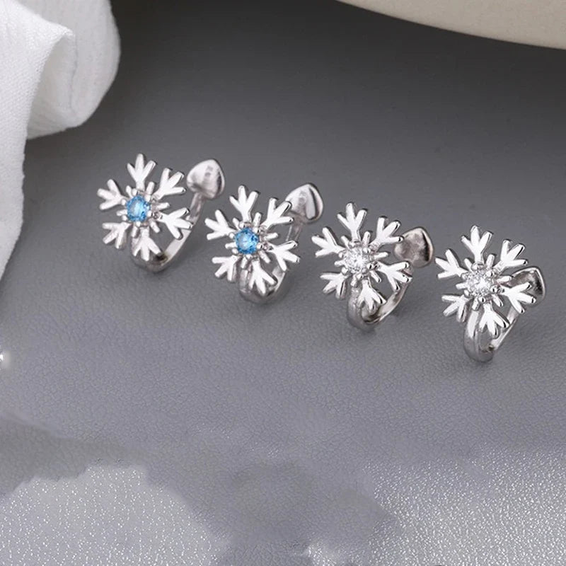 Aretes de Clip Copo de Nieve con Zirconias