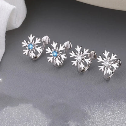 Aretes de Clip Copo de Nieve con Zirconias