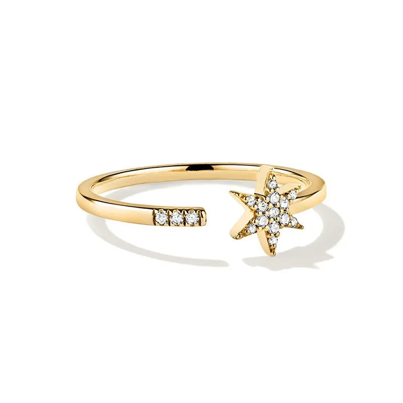 Anillo Abierto Estrella con Zirconias
