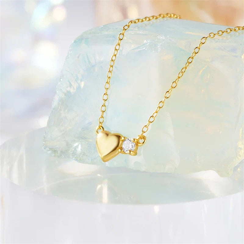 Collar Corazón Dorado con Zirconias