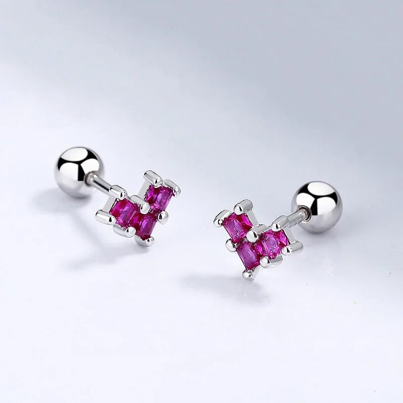 Aretes Bolita con Corazón de Zirconia